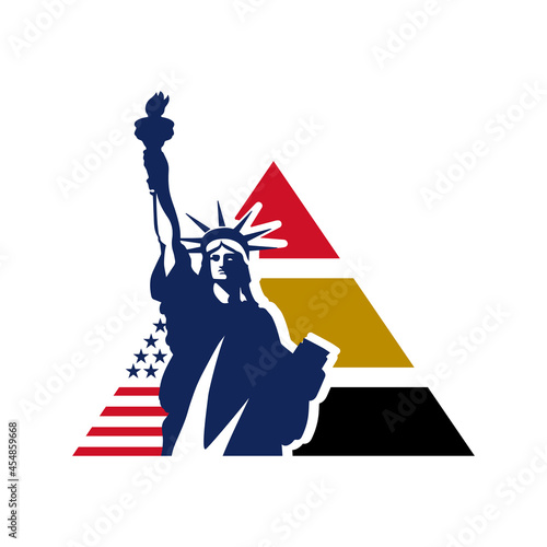 west east culture piramid symbol liberty statue logo design vector illustrations