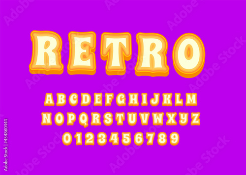 Retro 70s style font alphabet design