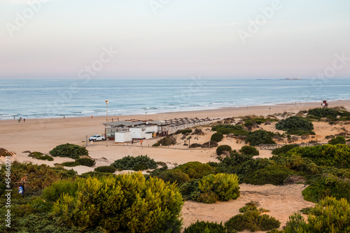 La Barrosa beach, at low tide, in Sancti Petri.