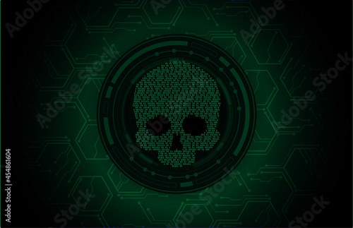 Fototapeta Naklejka Na Ścianę i Meble -  cyber hacker attack background, skull vector