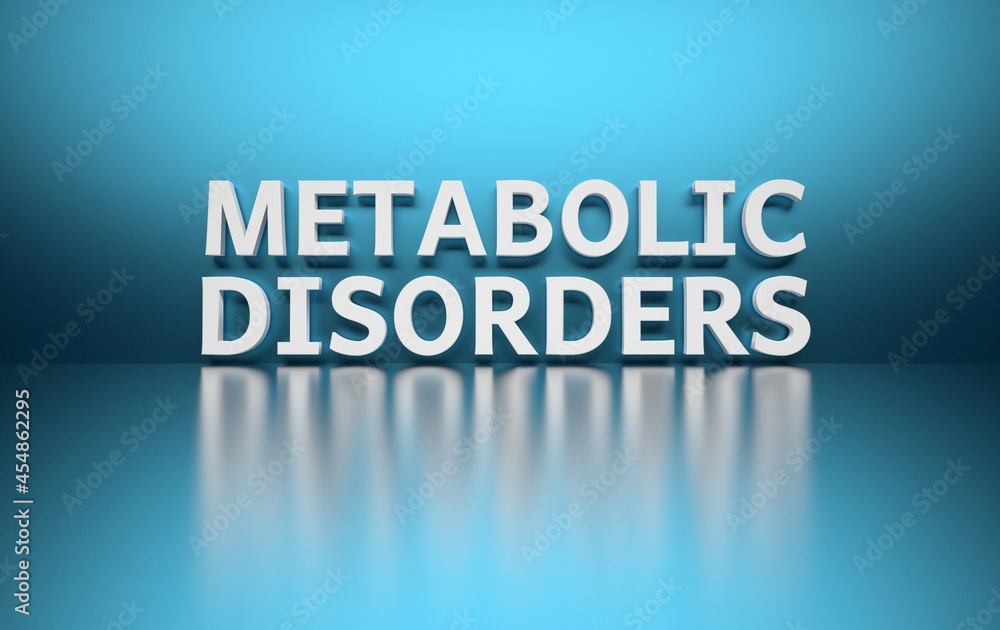 Scientific term Metabolic Disorders written in bold white letters on blue background Scientific term Metabolic Disorders written in bold white letters on blue background
