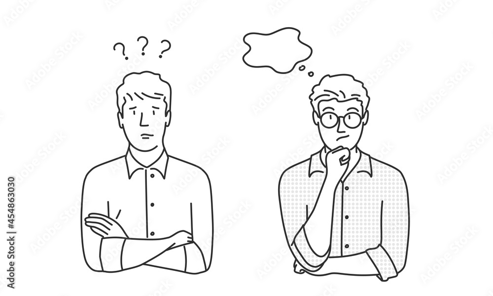 Vector illustration of man who thinks and a woman who has problems. Vector illustration of man who thinks and a woman who has problems.