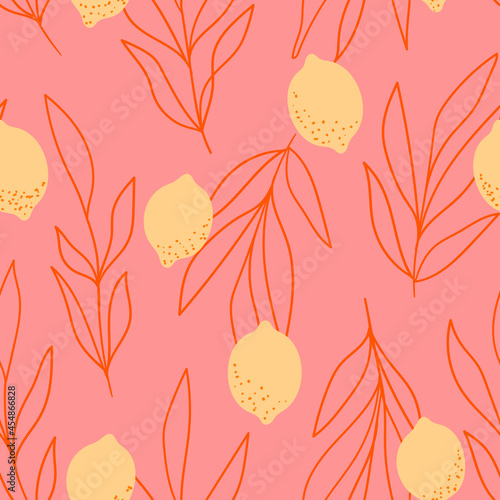 Lemon seamless pattern for apparel design, textile, wallpaper, fabric. Fruit patterns. Citrus background.
