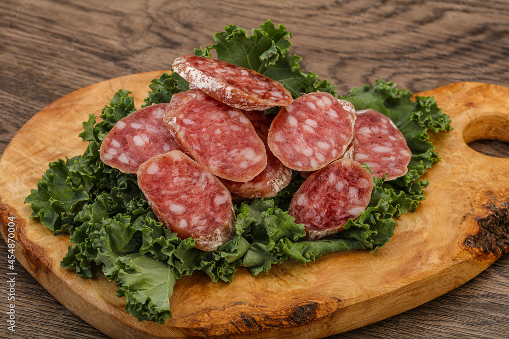 Iberian pork Fuet sausage slices Iberian pork Fuet sausage slices