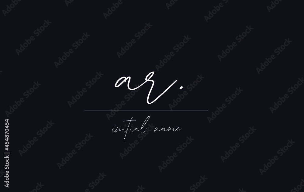 Stylish and elegant letter AR with dark blue background signature logo for company name or initial 