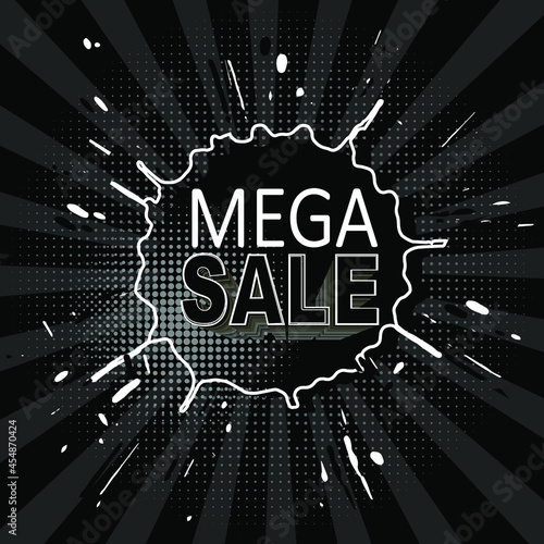 Explosive mega blowout design in pop-art style. Vector.