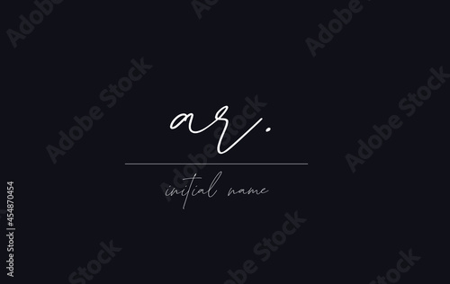 Stylish and elegant letter AR with dark blue background signature logo for company name or initial 