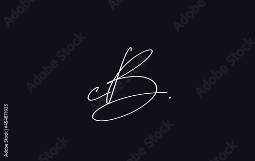 Stylish and elegant letter CB with dark blue background signature logo for company name or initial 