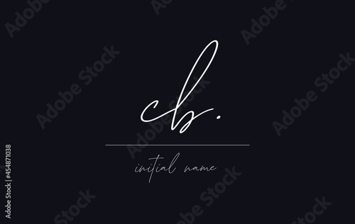 Stylish and elegant letter CB with dark blue background signature logo for company name or initial 