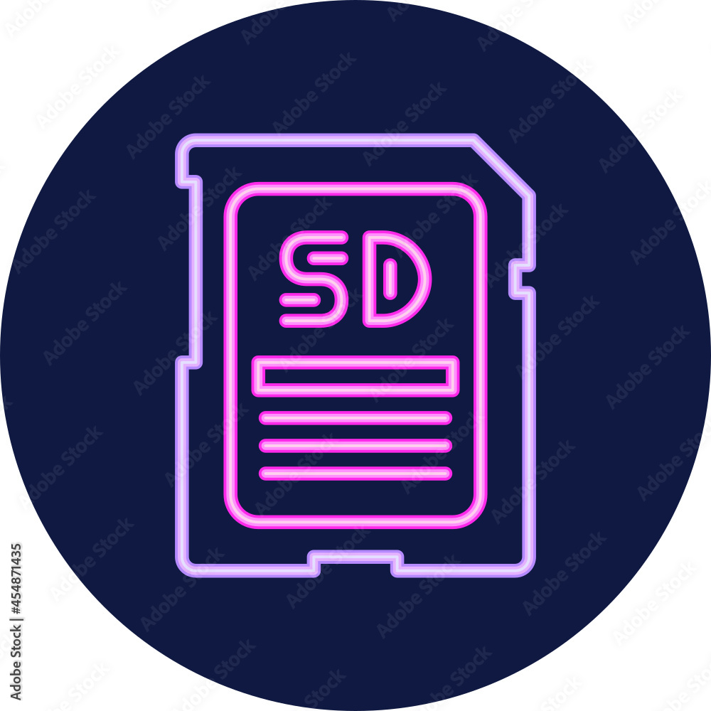 memory card neon icon memory card neon icon