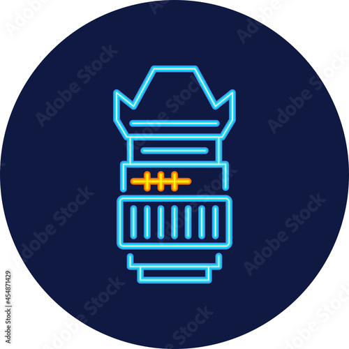 dslr camera lens neon icon