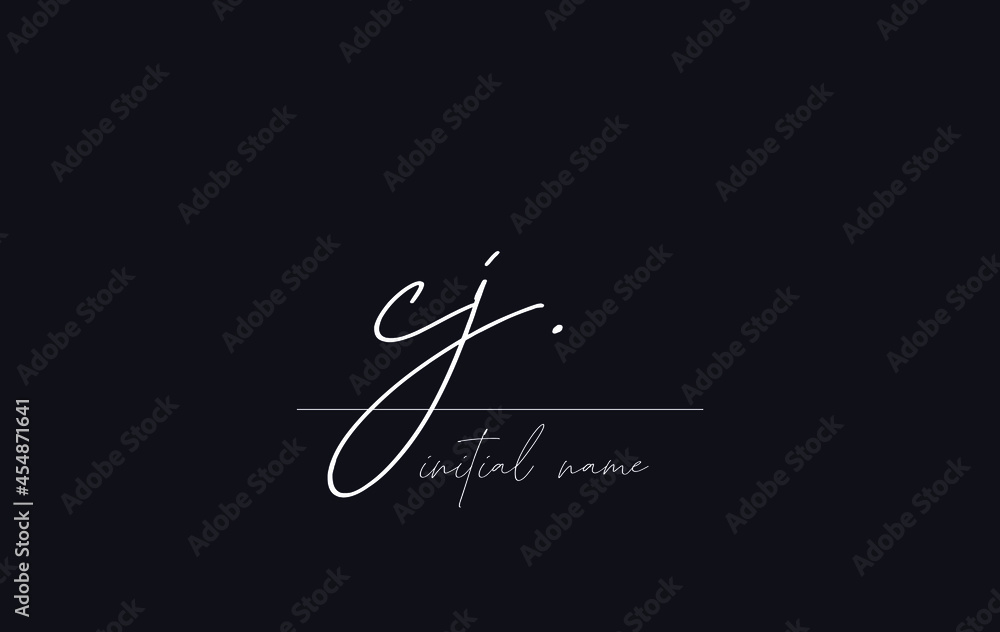 Stylish and elegant letter CJ with dark blue background signature logo for company name or initial Stylish and elegant letter CJ with dark blue background signature logo for company name or initial