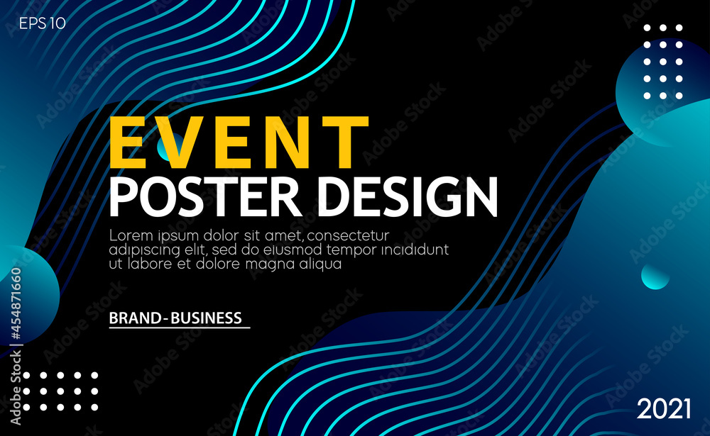 Abstract modern event poster design with wavy lines for business and ...