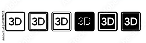 3D button icon set. Three dimension button icons set. Vector stock