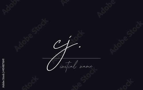 Stylish and elegant letter CJ with dark blue background signature logo for company name or initial 