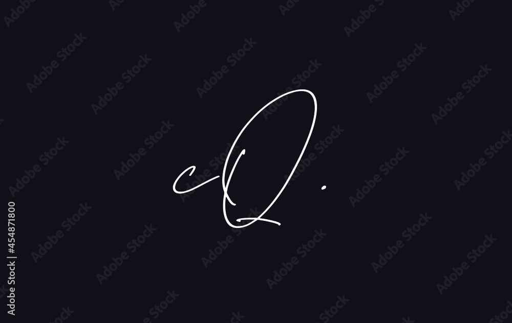 Stylish and elegant letter CQ with dark blue background signature logo for company name or initial Stylish and elegant letter CQ with dark blue background signature logo for company name or initial