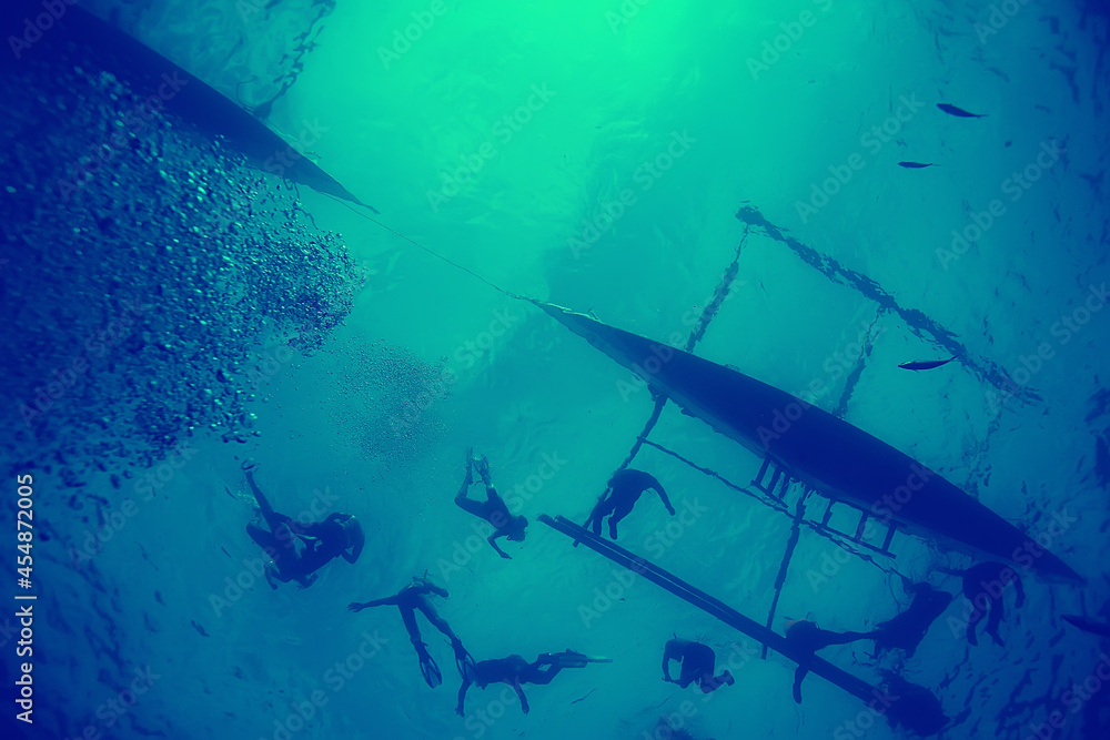 Fototapeta premium coral reef vintage toning / unusual landscape, underwater life, ocean nature