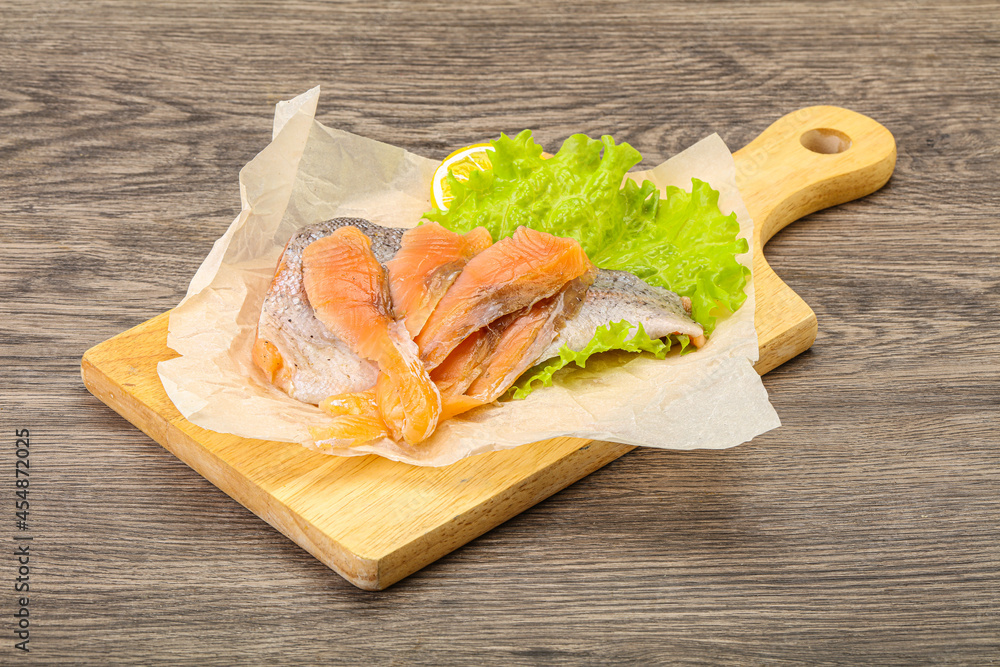 Sliced natural wild trout fillet Sliced natural wild trout fillet
