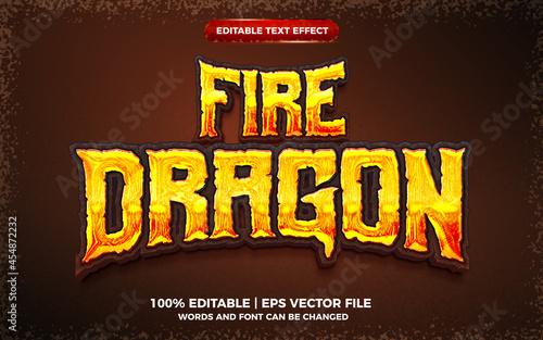 fire dragon game bold editable text effect 3d template style