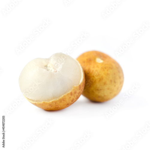 Closed up longan fruit on white background. For tropical fruit plant or agricultural product concept