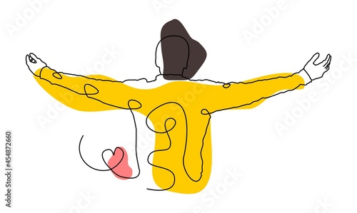 flat design illustration of people hugging line art