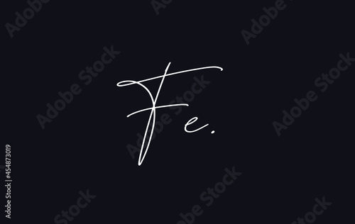 Stylish and elegant letter FE with dark blue background signature logo for company name or initial 