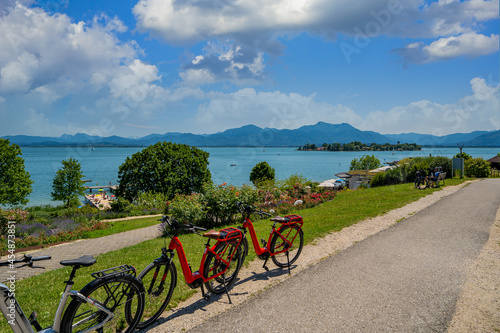 Cuadro en lienzo Chiemsee Feldwies, Hochgern, Chiemgau, Rad, Fahrrad, Mountainbike, Bike, Rad