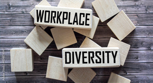 Conceptual text about workplace diversity of wooden blocks. Concept means corporate culture.