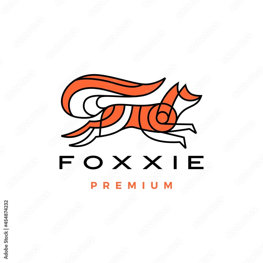 Obraz premium jumping fox logo vector icon illustration