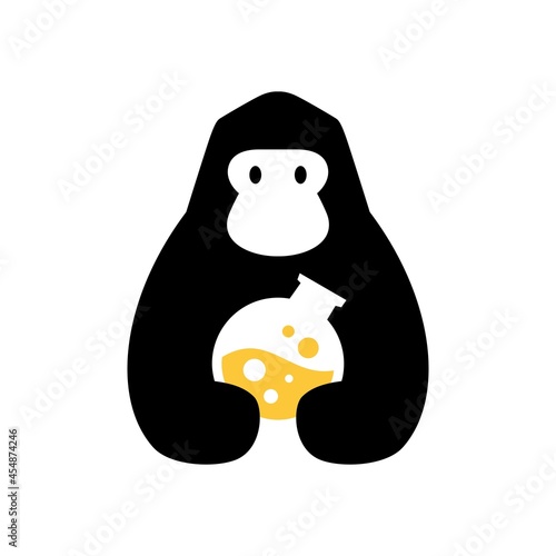 gorilla lab laboratory negative space logo vector icon illustration photo