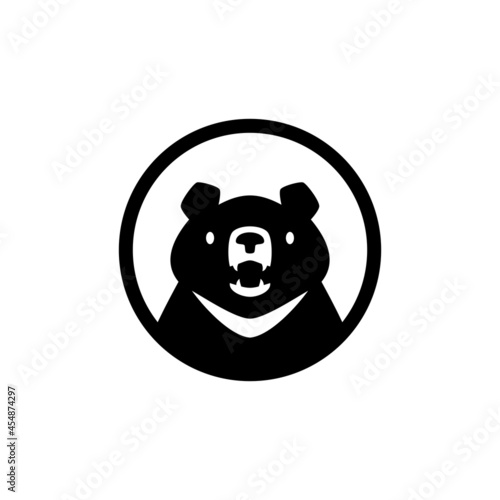 moon black bear head round emblem logo vector icon illustration