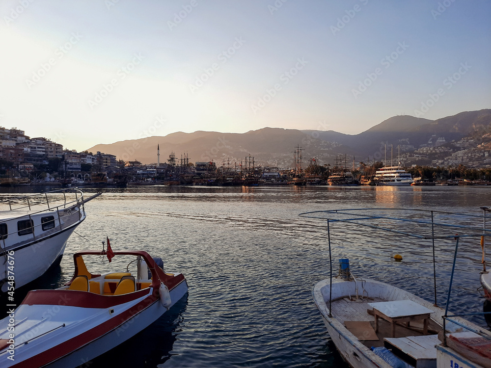 boats in the harbor  sunset TURKEY MEDITERRANEAN SEA
