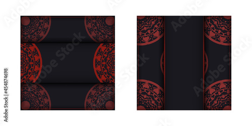 Postcard design in BLACK colors with Greek patterns. Invitation card design with space for your text and LUXURY ornaments.