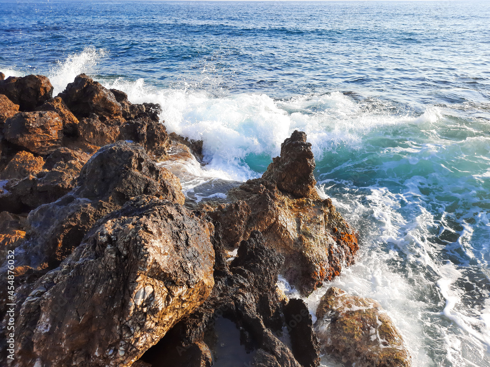 waves on the rocks TURKEY MEDITERRANEAN SEA waves on the rocks TURKEY MEDITERRANEAN SEA