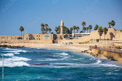 Caesarea National Park  in Israel in front of the Mediterranean Sea - Israel, September 2021 photo