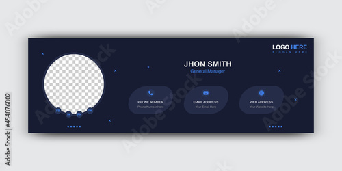 Professional business email signature or email footer template. Emailers author visit cards user interface design template vector. Illustration of a business address. photo