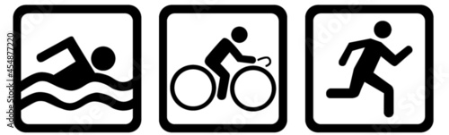 Obraz na plátně swim bike run   triathlon logo