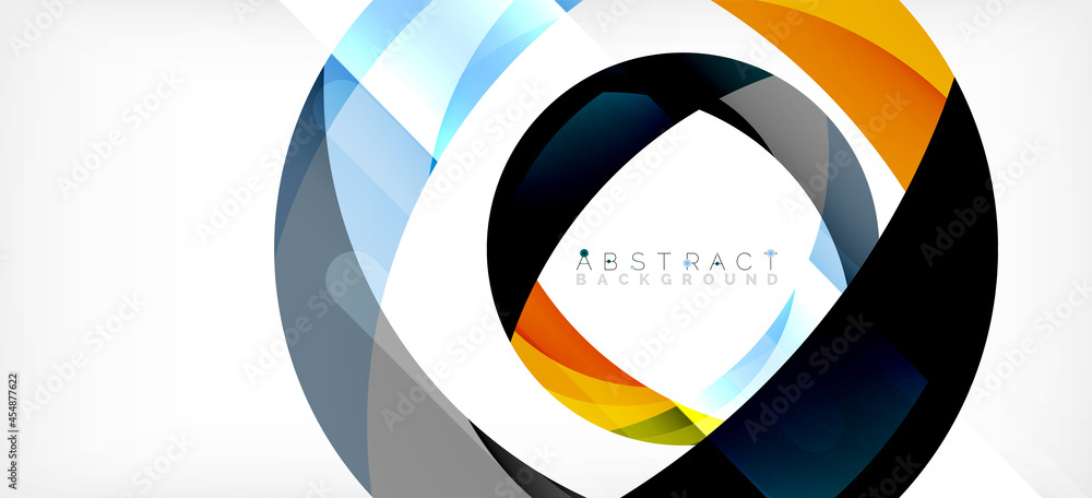 Geometric abstract background. Circle created with overlapping color shapes. Vector Illustration For Wallpaper, Banner, Background, Landing Page Geometric abstract background. Circle created with overlapping color shapes. Vector Illustration For Wallpaper, Banner, Background, Landing Page
