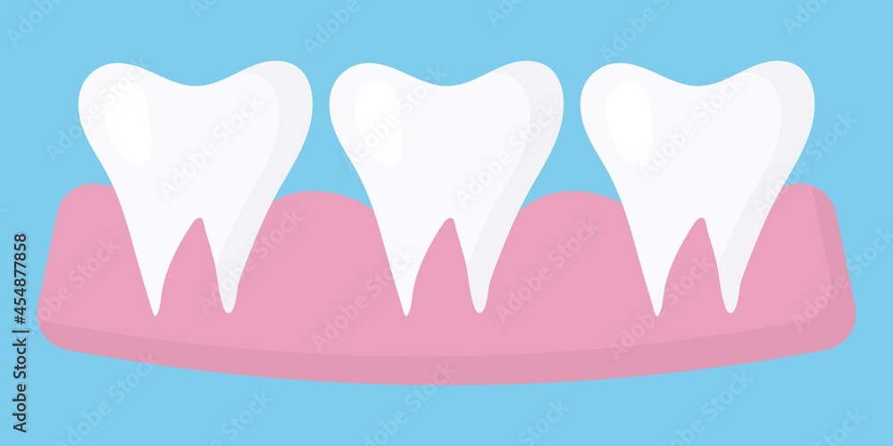 Illustration of three teeth in the gum. Healthy straight teeth. Healthy teeth concept. Illustration of three teeth in the gum. Healthy straight teeth. Healthy teeth concept.