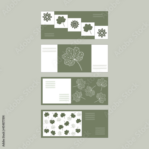 Hand-draw vector floral ilustration. Set of coupons or greeting cards for a stylish design.