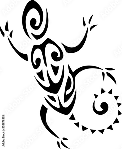 Lizard Maori style. Tattoo tribal sketch.  Vector illustration design Lizard, symbol logo icon.
