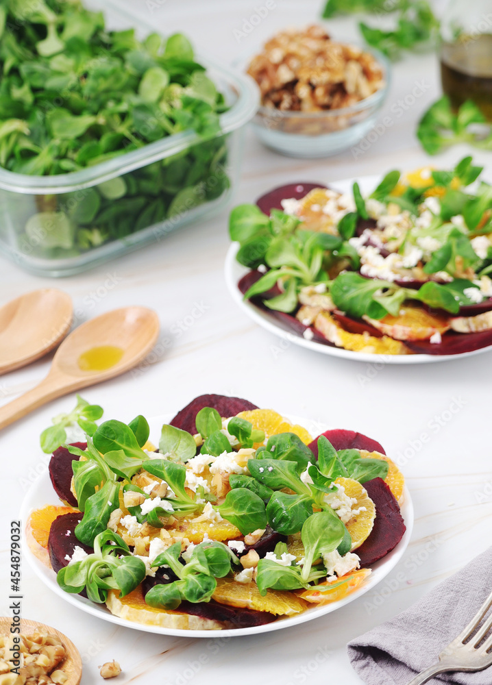 Beetroot and oranges fresh vegetarian salad Beetroot and oranges fresh vegetarian salad