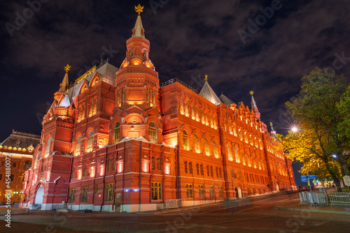State Historical Museum at night in Moscow, Russia