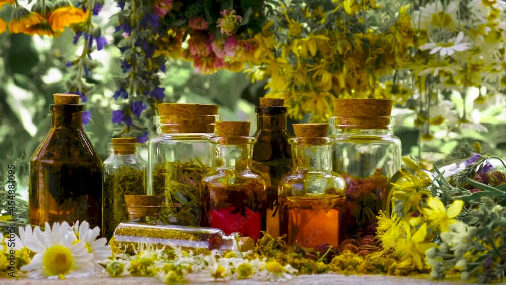 Bottled herbal tincture, homeopathy. Selective focus. Bottled herbal tincture, homeopathy. Selective focus.