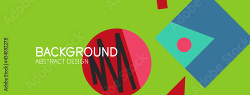 Abstract background. Blocks, lines, triangles, circles composition. Techno or business concept for wallpaper, banner, background, landing page