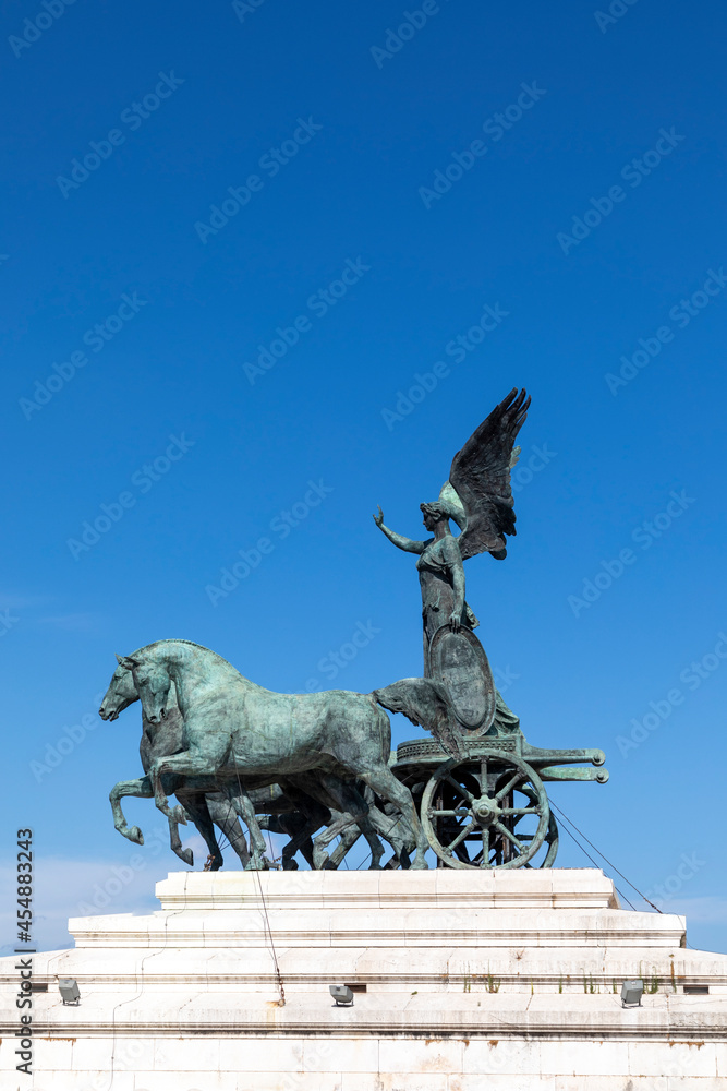 Statue of goddess Victoria on Monument of Vittorio Emanuele in Rome