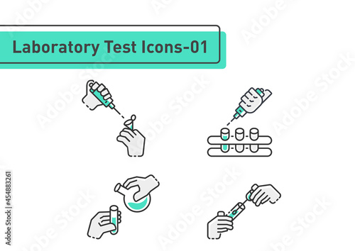 Laboratory tests filled line icon set isolated on white background ep01