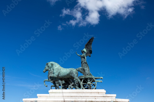 Statue of goddess Victoria on Monument of Vittorio Emanuele in Rome photo
