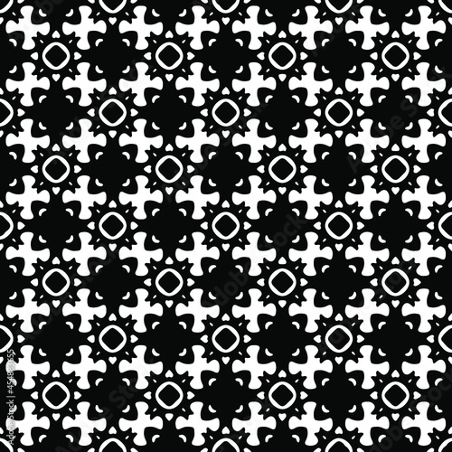 floral seamless pattern background.Geometric ornament for wallpapers and backgrounds. Black and white pattern.