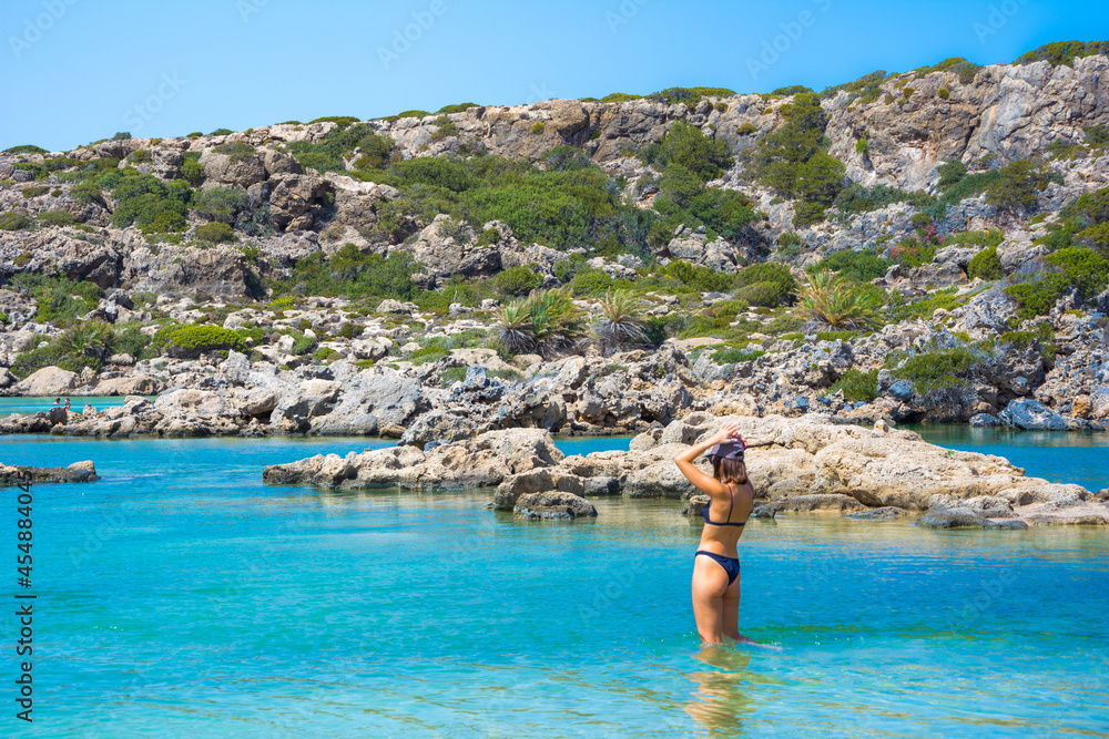 Aspri limni, is a tropical laggon with salt water near Elafonisi, Chania, Crete, Greece.